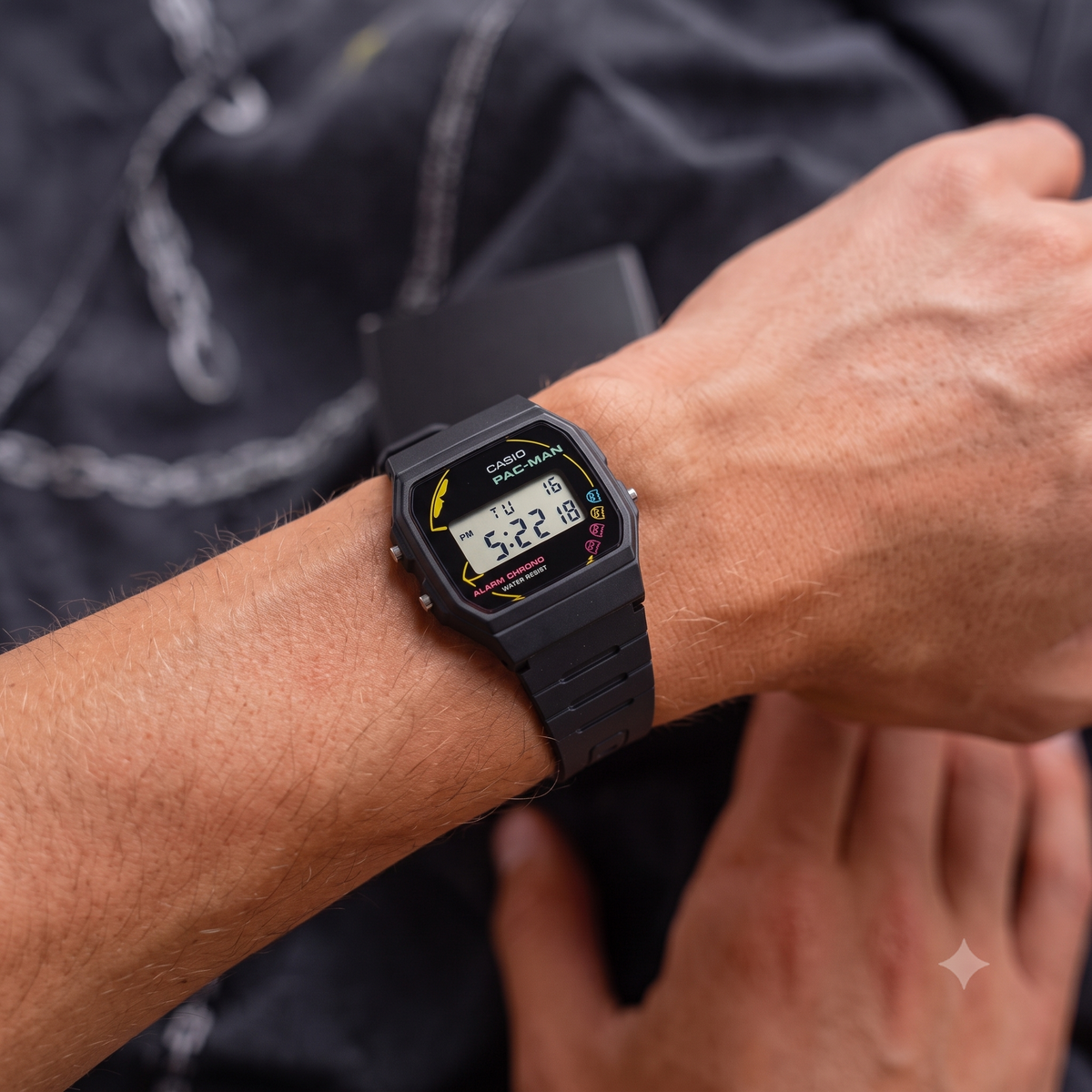 Casio F-91WPC-1A PAC-MAN Collaboration Digital Unisex Watch, Alarm, Black