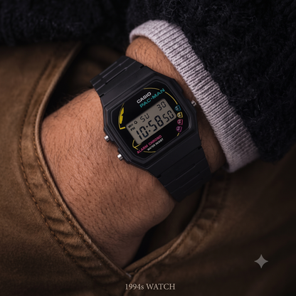 Casio F-91WPC-1A PAC-MAN Collaboration Digital Unisex Watch, Alarm, Black