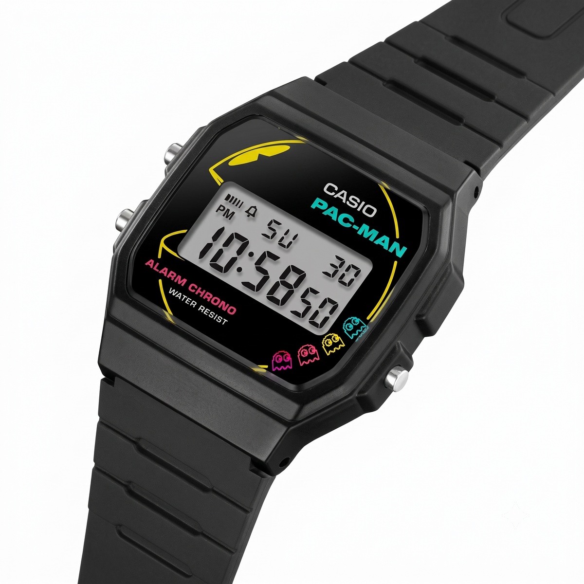 Casio F-91WPC-1A PAC-MAN Collaboration Digital Unisex Watch, Alarm, Black