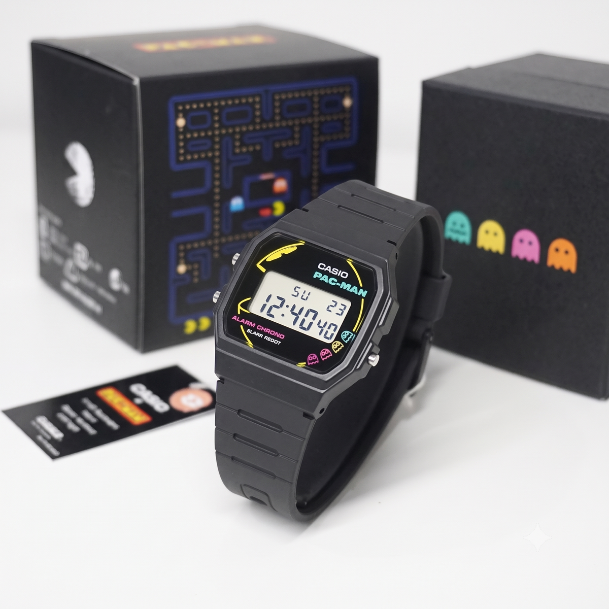 Casio F-91WPC-1A PAC-MAN Collaboration Digital Unisex Watch, Alarm, Black