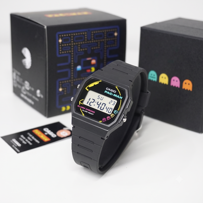 Casio F-91WPC-1A PAC-MAN Collaboration Digital Unisex Watch, Alarm, Black