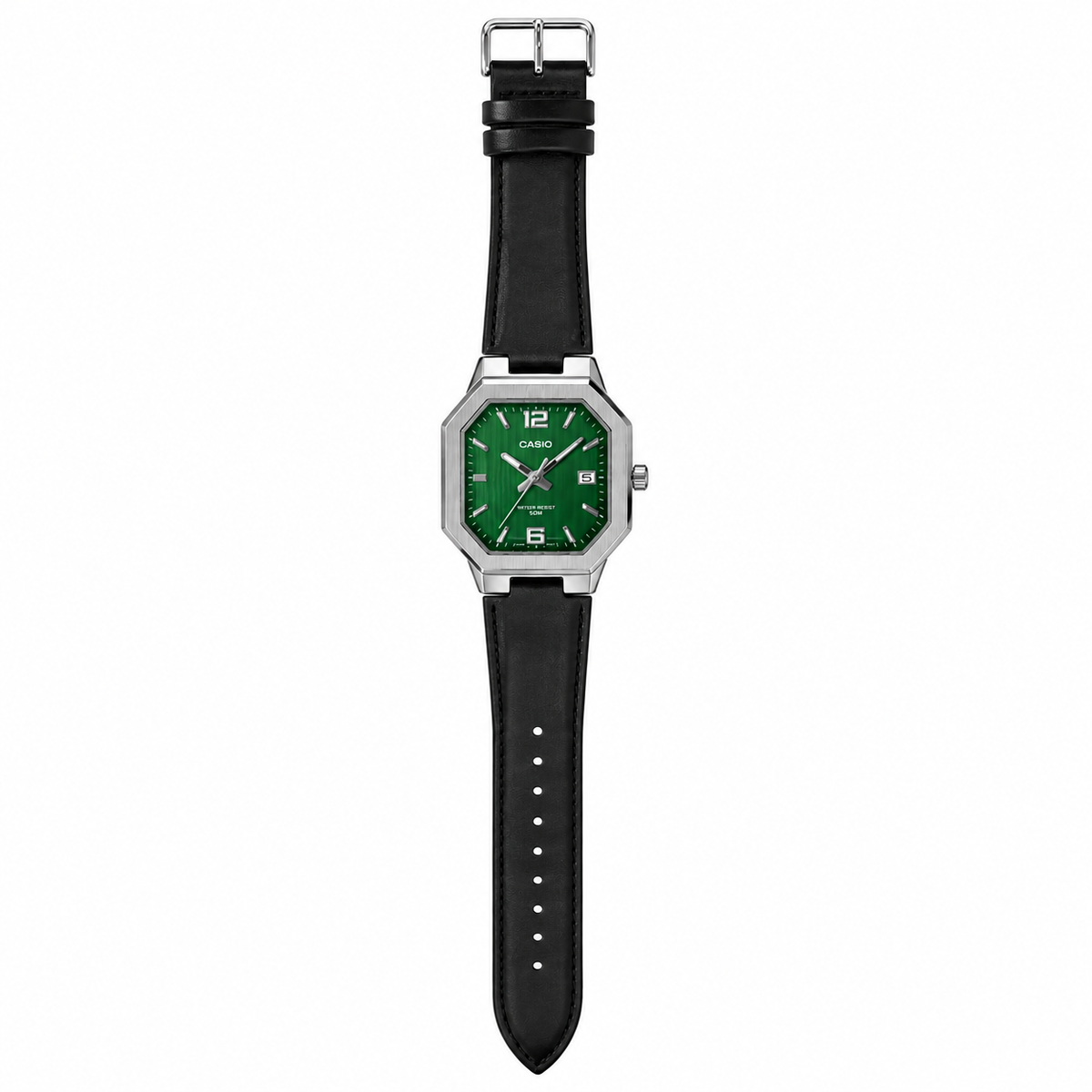 Casio MTP-B195L-3AV Men’s Analog Watch, Green Dial, Leather Strap