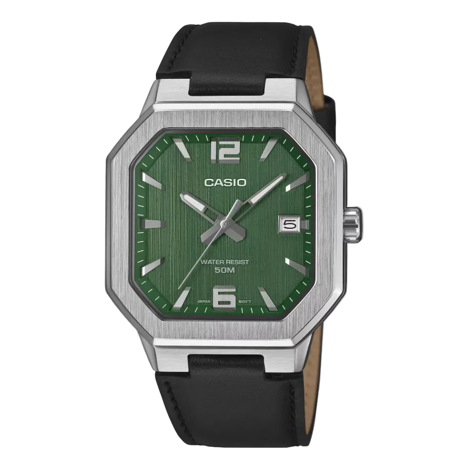 Casio MTP-B195L-3AV Men’s Analog Watch, Green Dial, Leather Strap