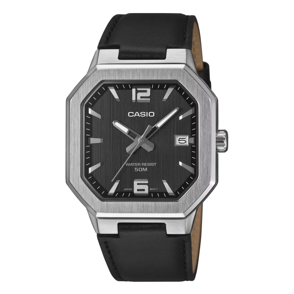 Casio Enticer MTP-B195L-1AV Men’s Analog Watch, Black Dial, Leather Strap