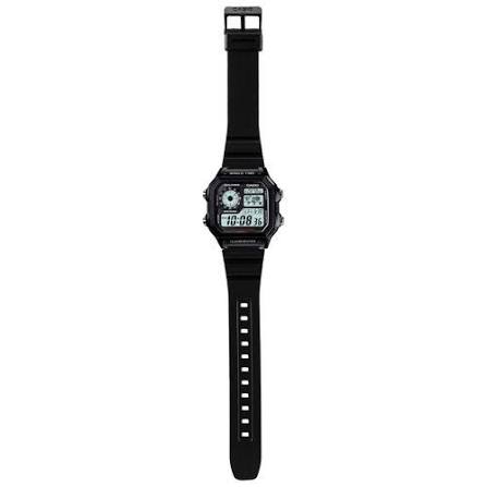 Casio AE-1200WH-1AV Youth Series Men’s Digital Watch, World Time, 10-Year Battery, Black