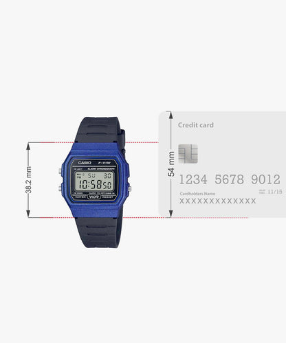 Casio F-91WM-2A Unisex Digital Watch, Blue Retro Design, Resin Strap
