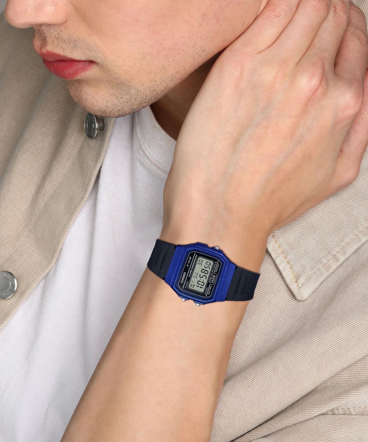 Casio F-91WM-2A Unisex Digital Watch, Blue Retro Design, Resin Strap