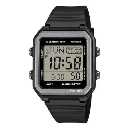 Casio W-221H-1AV Unisex Digital Watch, World Time, 10-Year Battery, Black