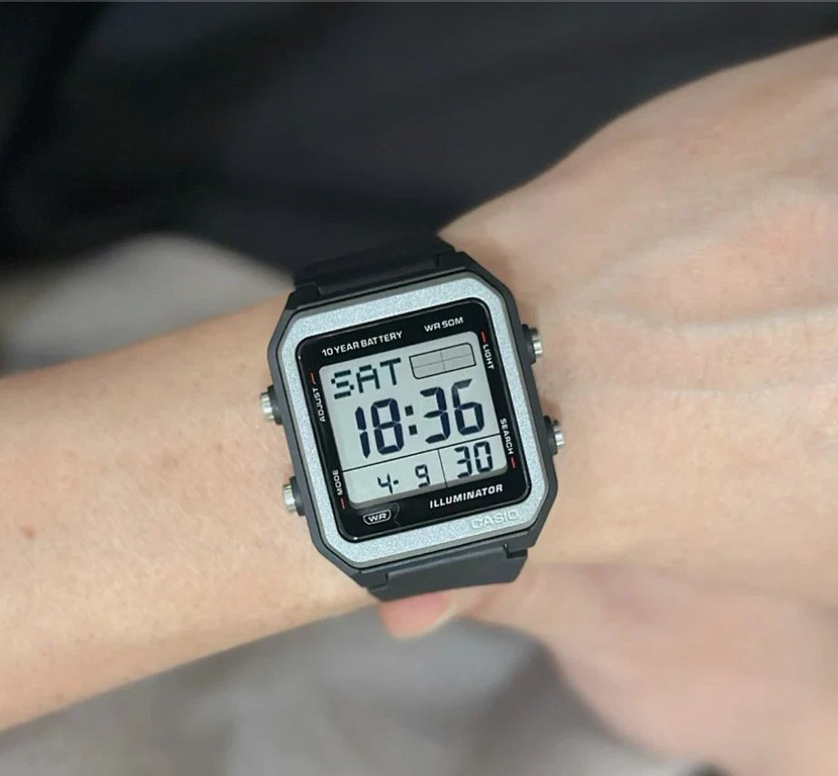 Casio W-221H-1AV Unisex Digital Watch, World Time, 10-Year Battery, Black