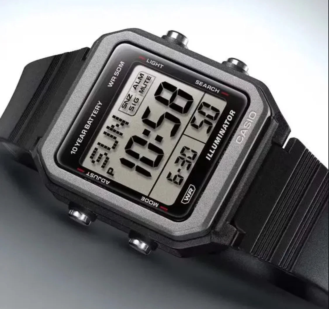 Casio W-221H-1AV Unisex Digital Watch, World Time, 10-Year Battery, Black