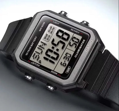 Casio W-221H-1AV Unisex Digital Watch, World Time, 10-Year Battery, Black
