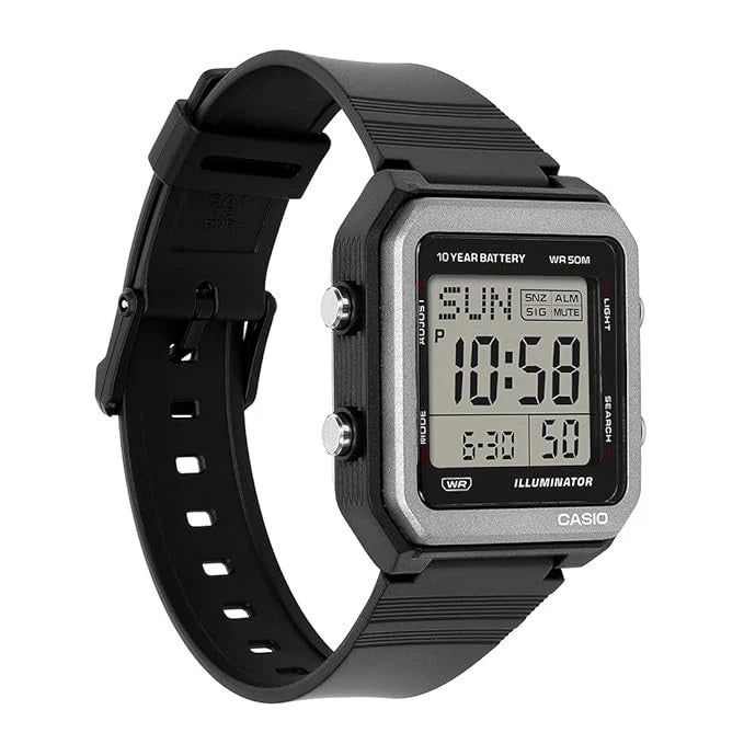 Casio W-221H-1AV Unisex Digital Watch, World Time, 10-Year Battery, Black