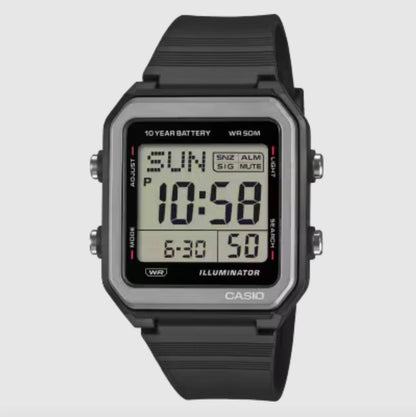Casio W-221H-1AV Unisex Digital Watch, World Time, 10-Year Battery, Black
