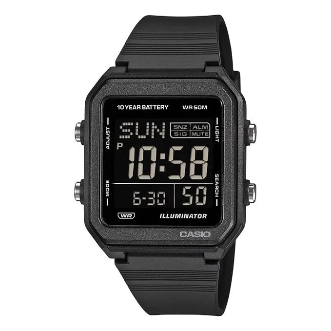 Casio W-221H-1BV Unisex Digital Watch, World Time, Black