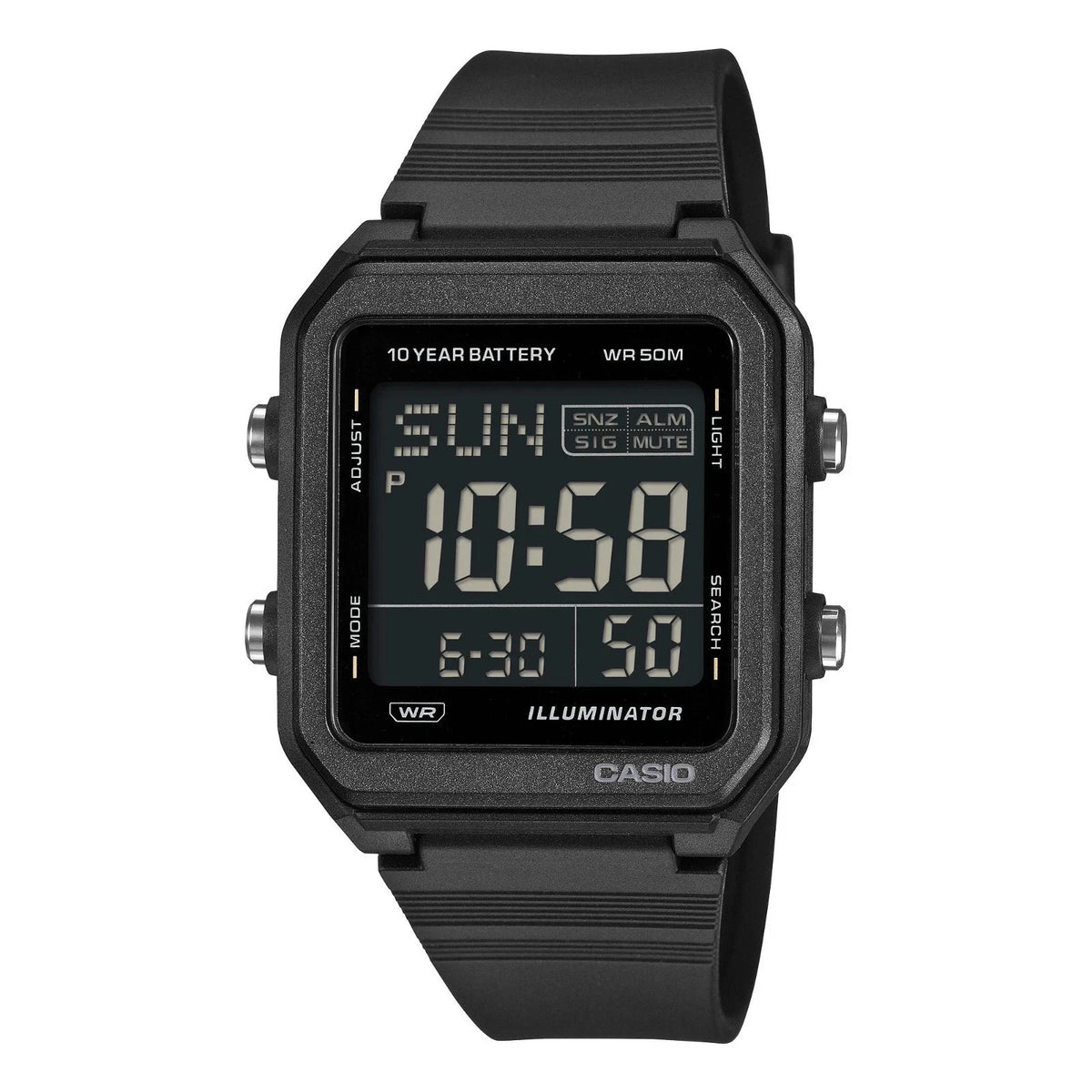 Casio W-221H-1BV Unisex Digital Watch, World Time, Black