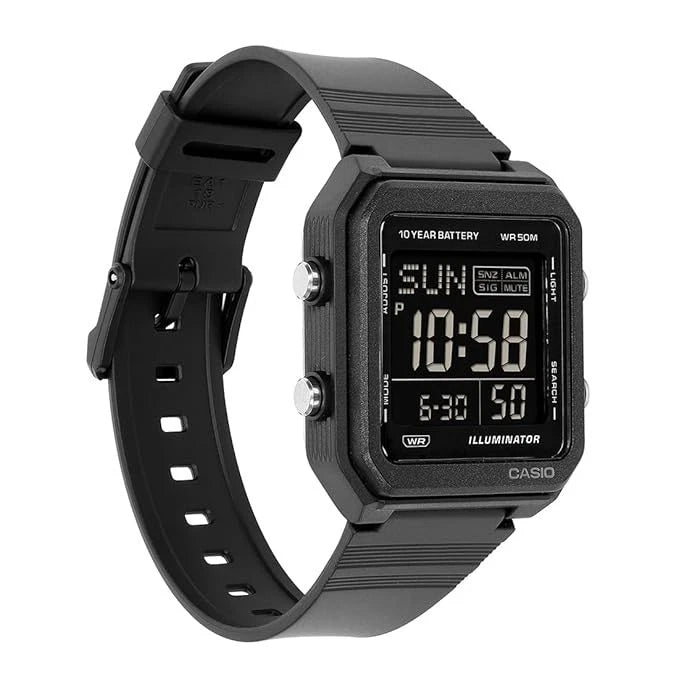 Casio W-221H-1BV Unisex Digital Watch, World Time, Black