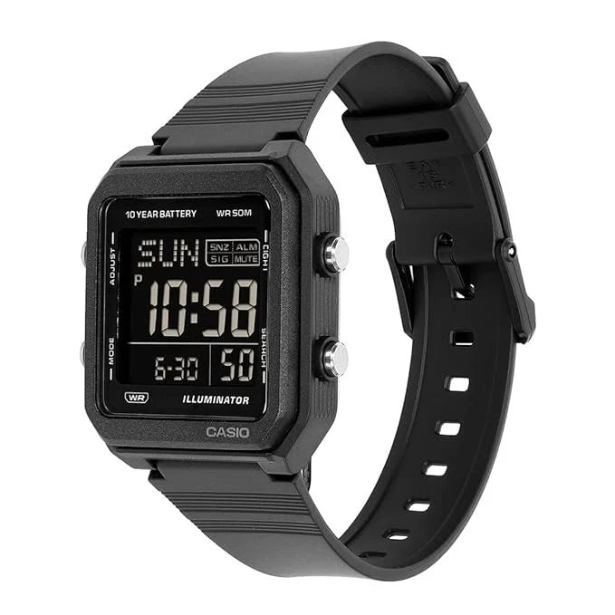 Casio W-221H-1BV Unisex Digital Watch, World Time, Black