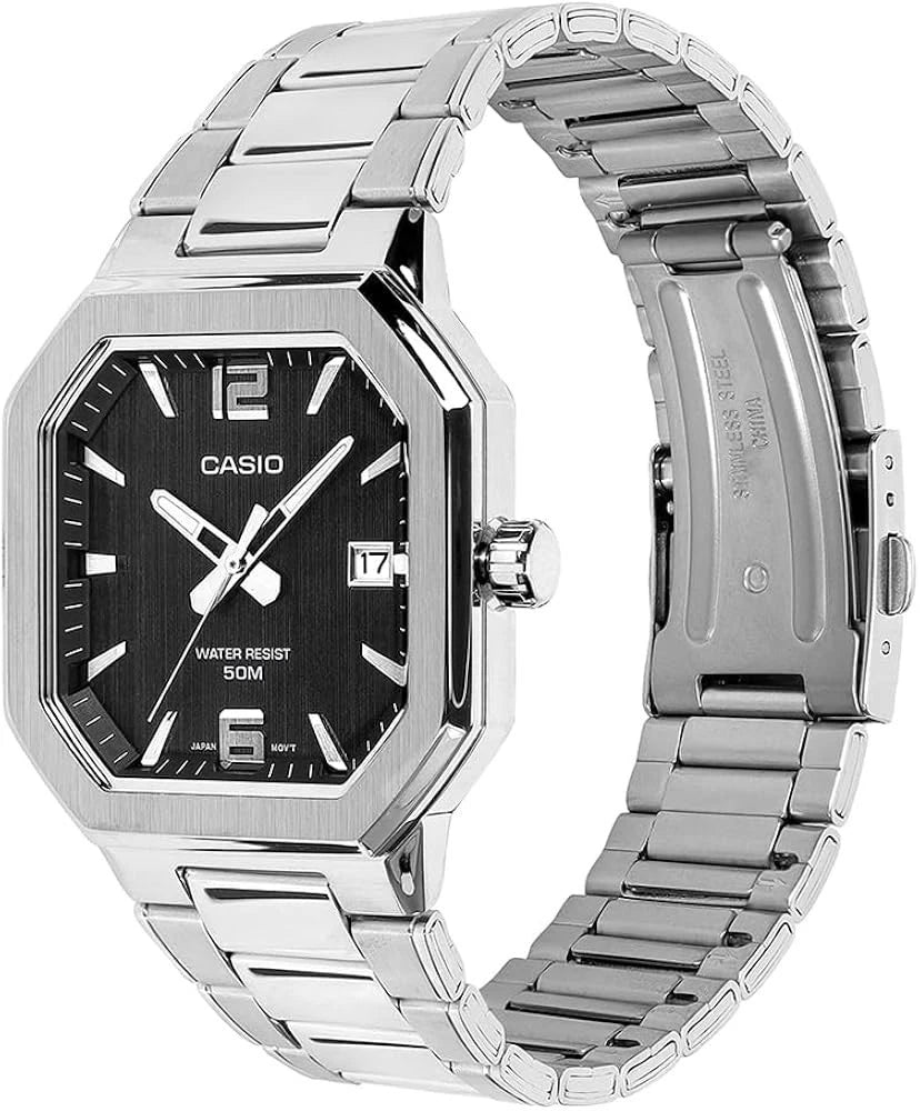 Casio MTP-B195D-1AV Men’s Stainless Steel Watch, Black Dial & Date