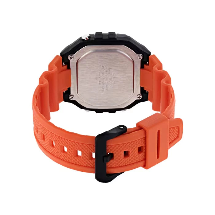 Casio W-218H-4B2V Digital Watch, Alarm, Stopwatch, Orange Resin