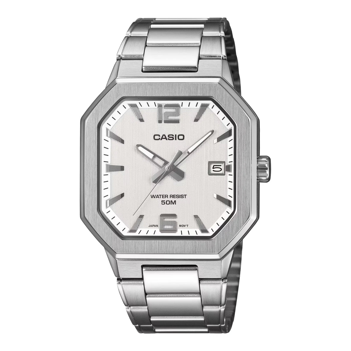 Casio MTP-B195D-7AV Men’s Stainless Steel Watch, White Dial & Date
