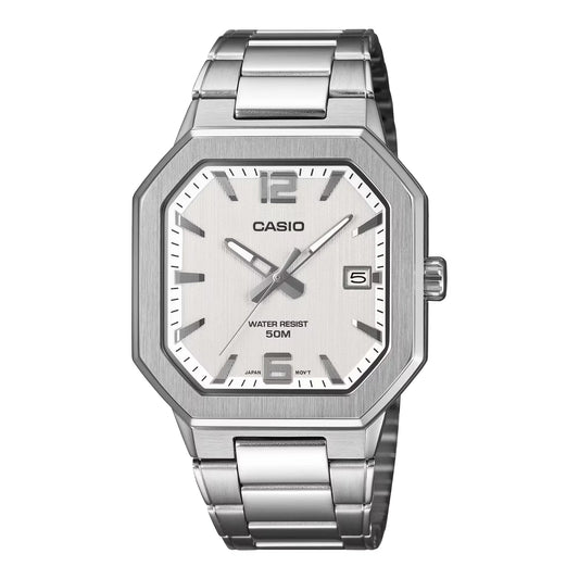 Casio MTP-B195D-7AV Men’s Stainless Steel Watch, White Dial & Date