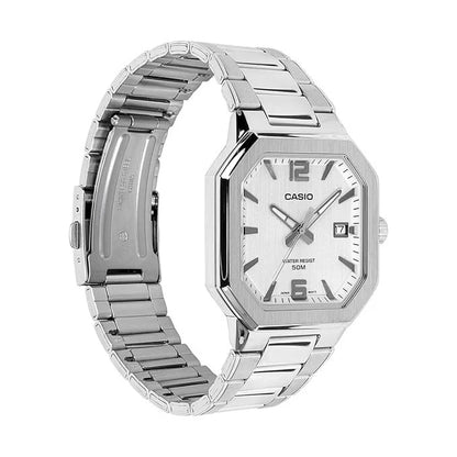 Casio MTP-B195D-7AV Men’s Stainless Steel Watch, White Dial & Date