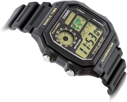 Casio AE-1200WH-1BV World Time Digital Watch, 10-Year Battery, Black