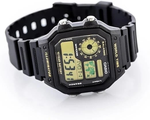 Casio AE-1200WH-1BV World Time Digital Watch, 10-Year Battery, Black