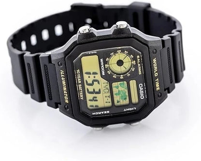 Casio AE-1200WH-1BV World Time Digital Watch, 10-Year Battery, Black