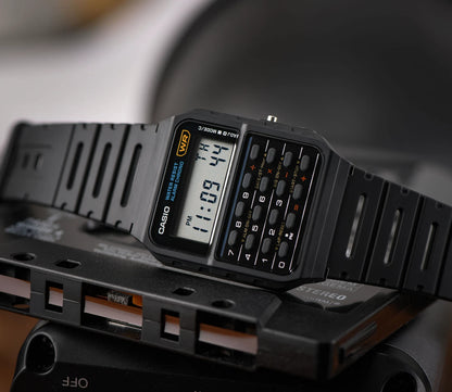 Casio CA-53W-1ER Calculator Digital Watch, Black Retro Design