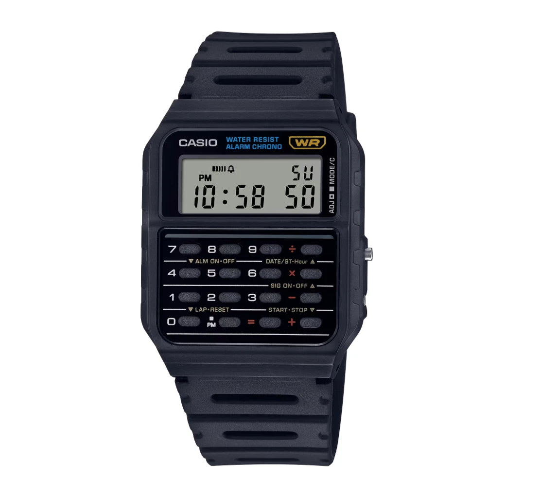 Casio CA-53W-1ER Calculator Digital Watch, Black Retro Design
