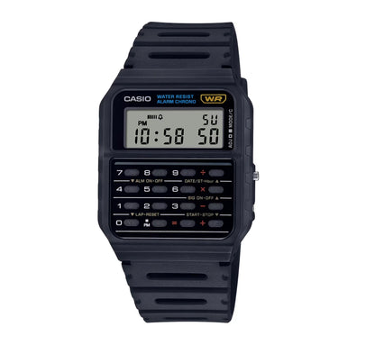 Casio CA-53W-1ER Calculator Digital Watch, Black Retro Design