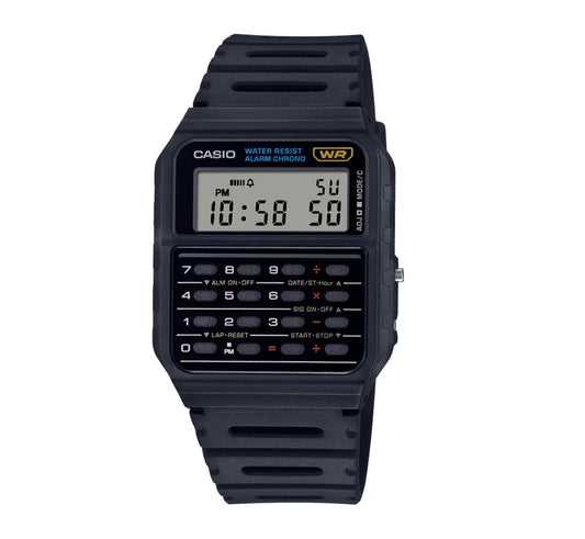 Casio CA-53W-1ER Calculator Digital Watch, Black Retro Design