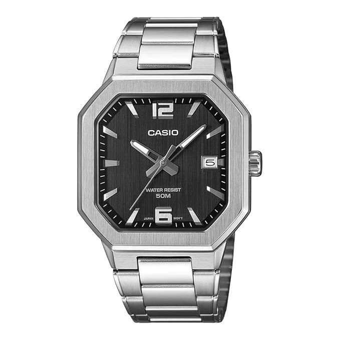 Casio MTP-B195D-1AV Men’s Stainless Steel Watch, Black Dial & Date
