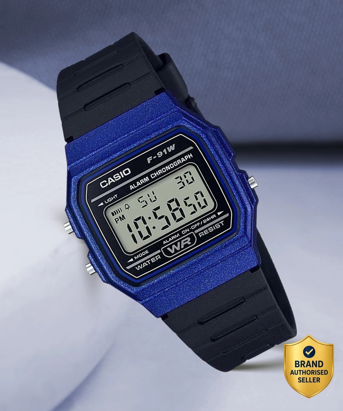 Casio F-91WM-2A Unisex Digital Watch, Blue Retro Design, Resin Strap